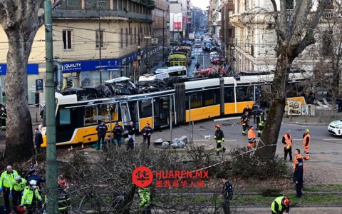 米兰有轨电车脱轨撞上建筑，致一人死亡
