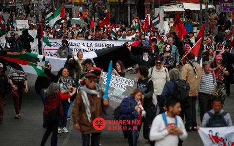 墨西哥城（CDMX）民众集会抗议加沙战争与巴勒斯坦占领